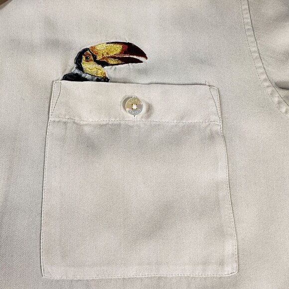 Luau Hawaiian Silk Button Up Shirt Mens Casual Tequila Floor Short Sleeve Top - Picture 8 of 16